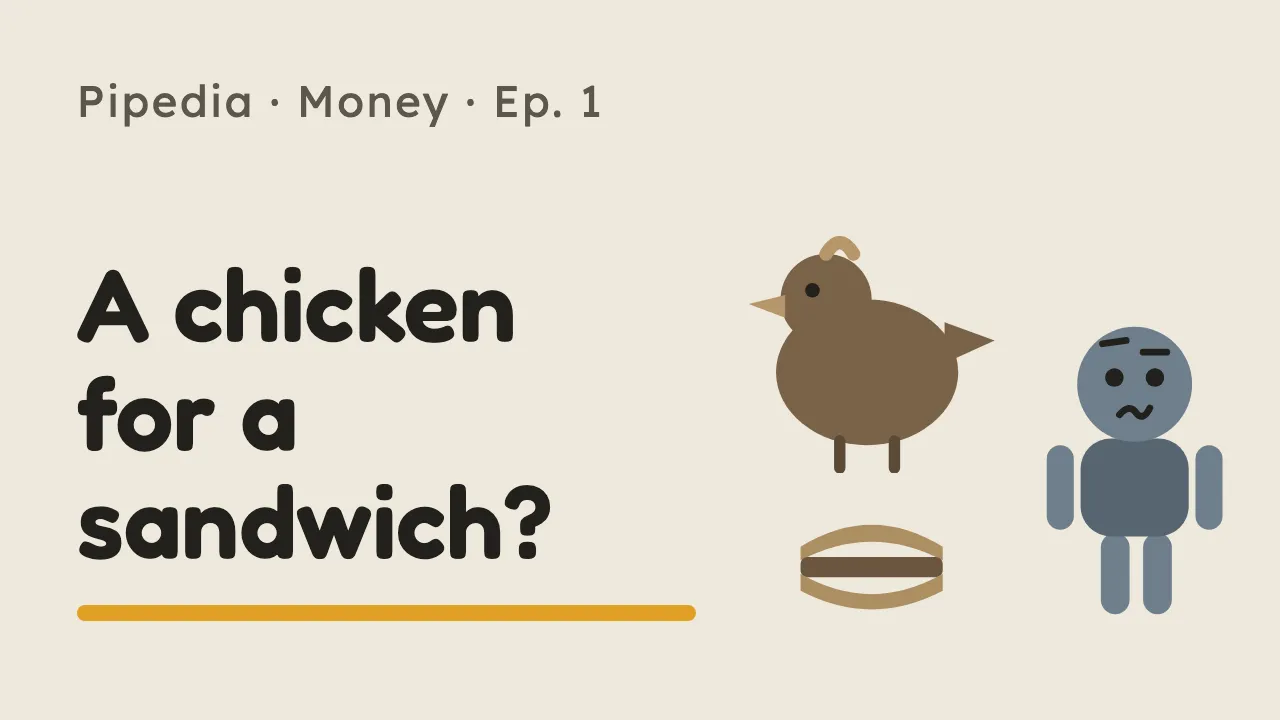 Thumbnail on warm paper: “A chicken for a sandwich?”, a brown hen, a sandwich and a doubtful Bo.